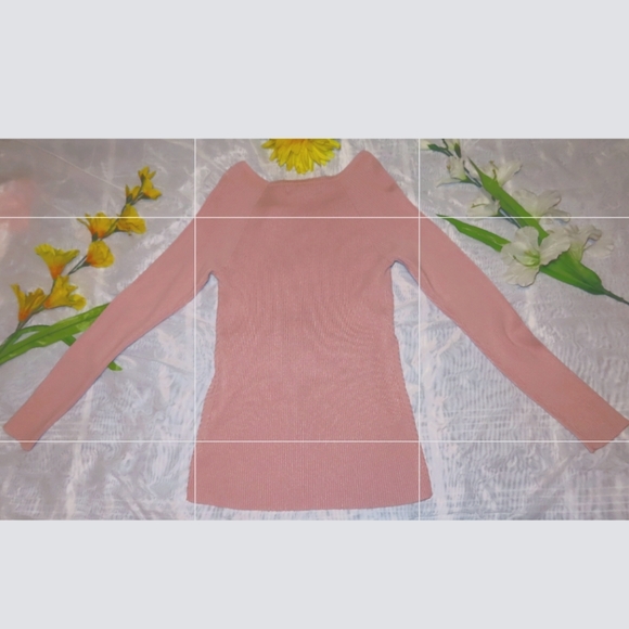 Longsleeves stretchable lace up pink top size L- By Design - Picture 8 of 9